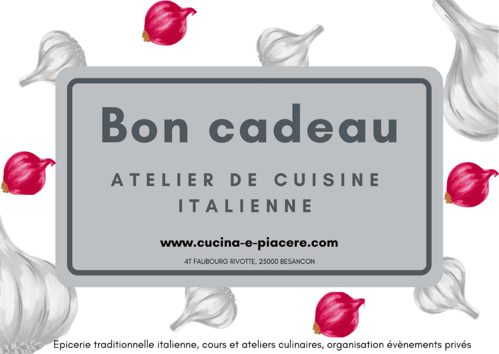 Bon cadeau pour un atelier de cuisine italienne - Cucina e Piacere