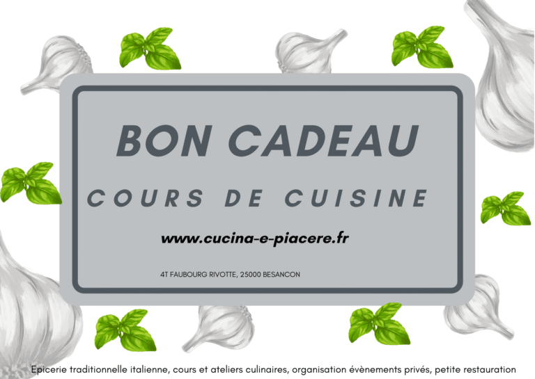 Bon cadeau pour un cours de cuisine italienne